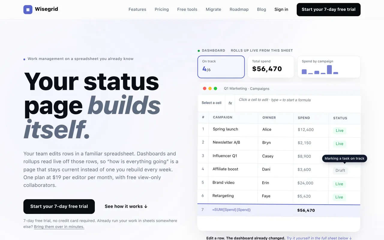 Screenshot of Wisegrid