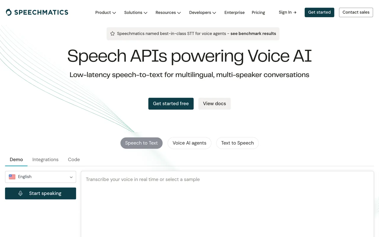 Screenshot of Speechmatics