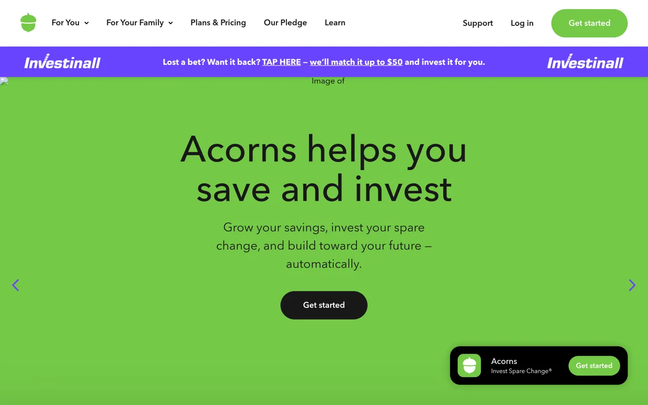 Screenshot of Acorns