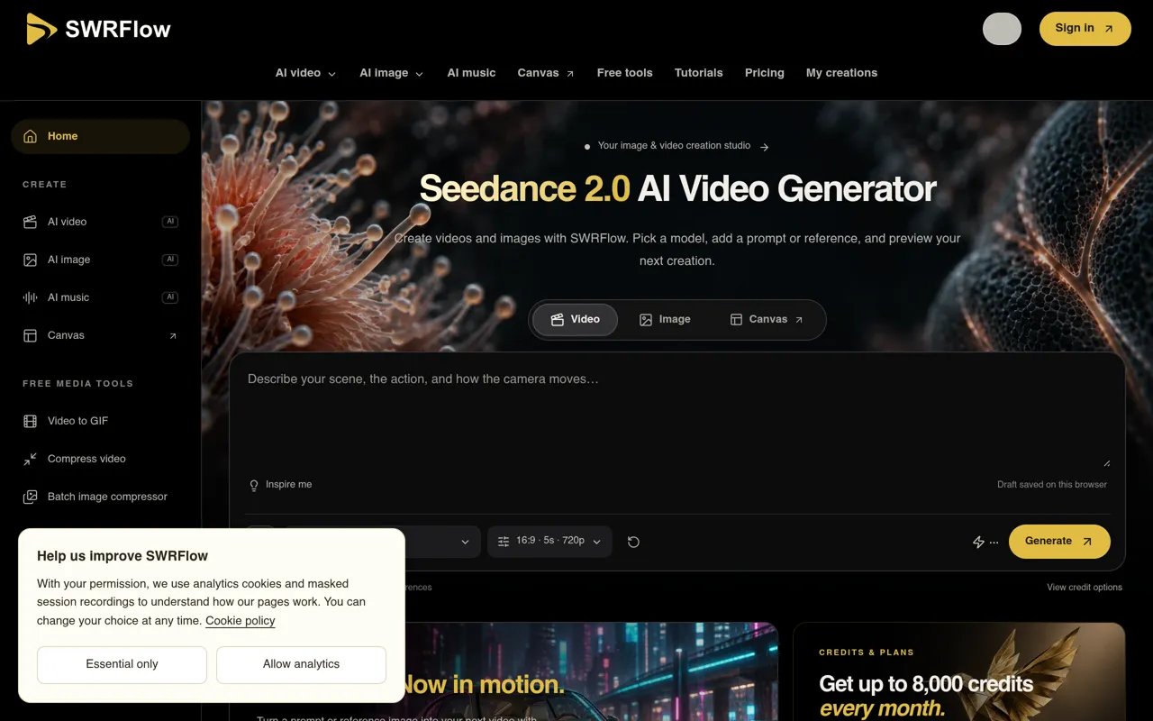 Screenshot of SWRFlow