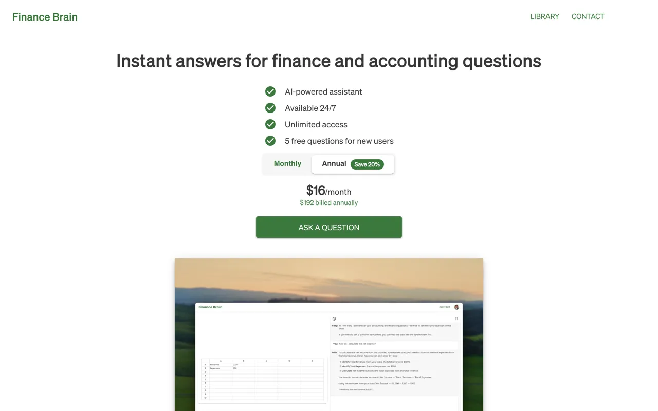 Screenshot of Finance Brain