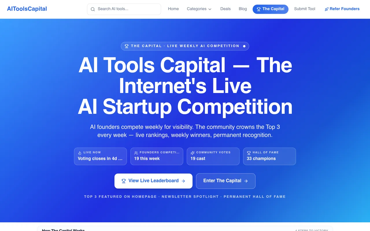 Screenshot of AI Tools Capital