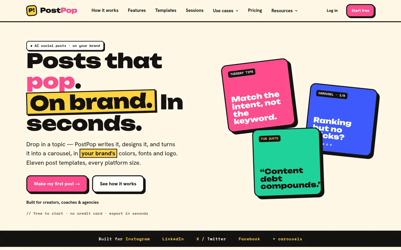 Screenshot of PostPop