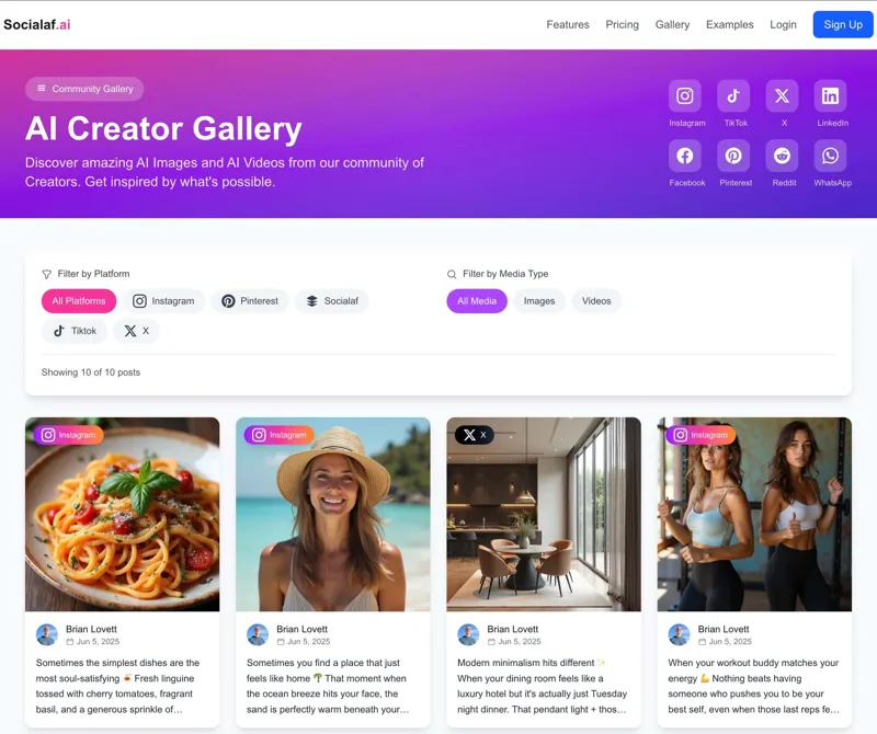 Screenshot of Socialaf.ai