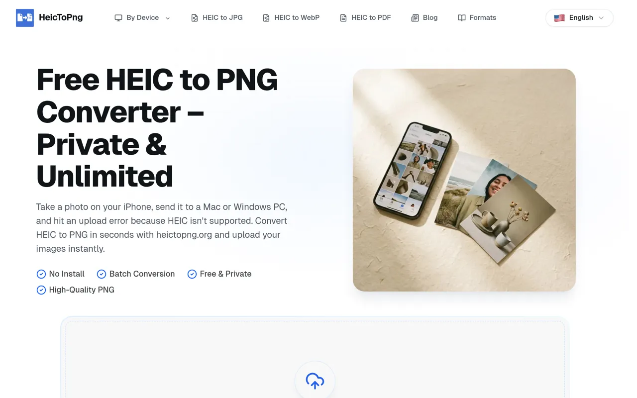 Screenshot of HeicToPng.org