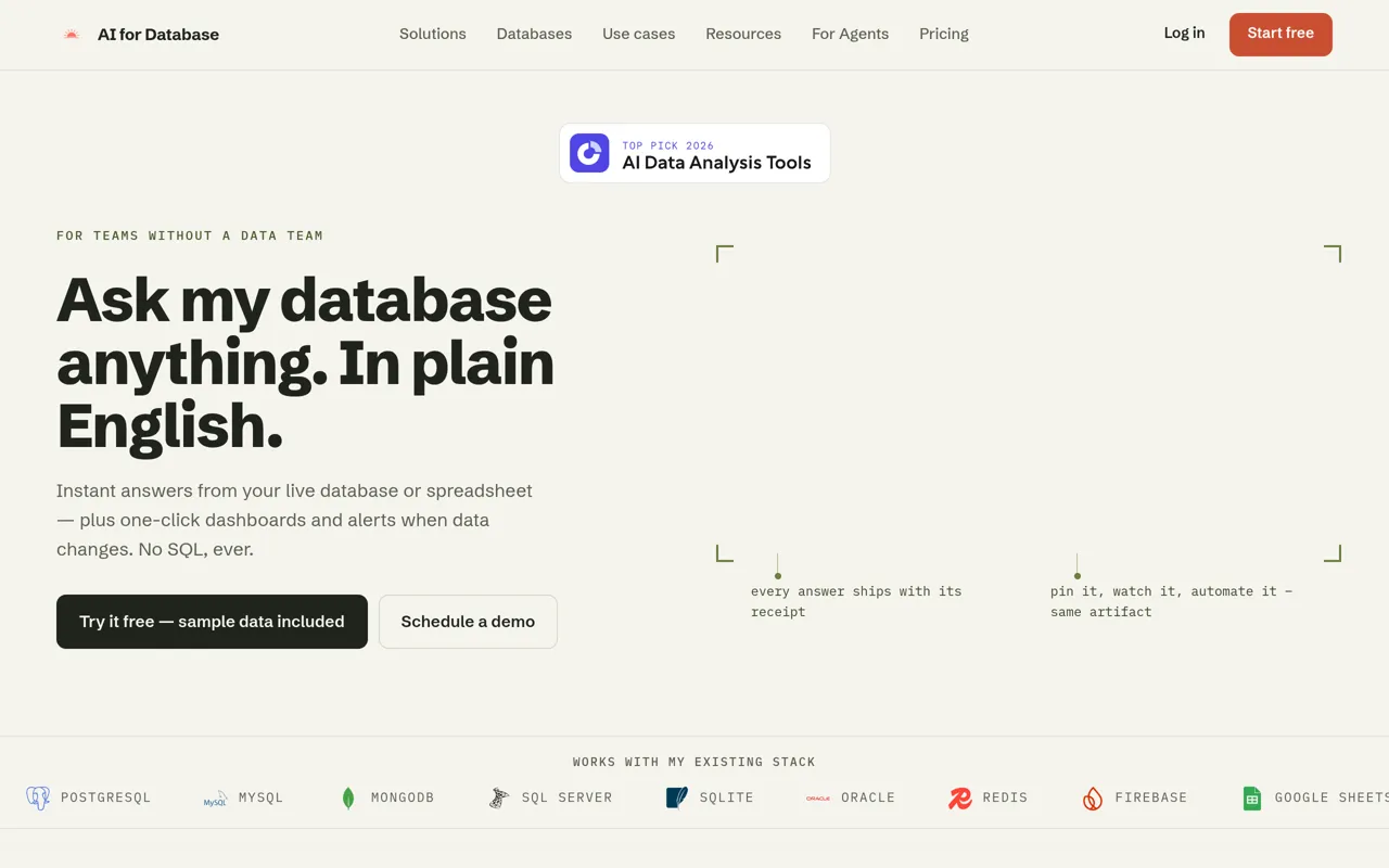 Screenshot of AI for Database