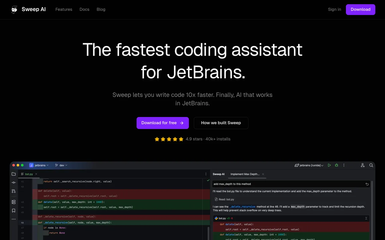 Screenshot of Sweep