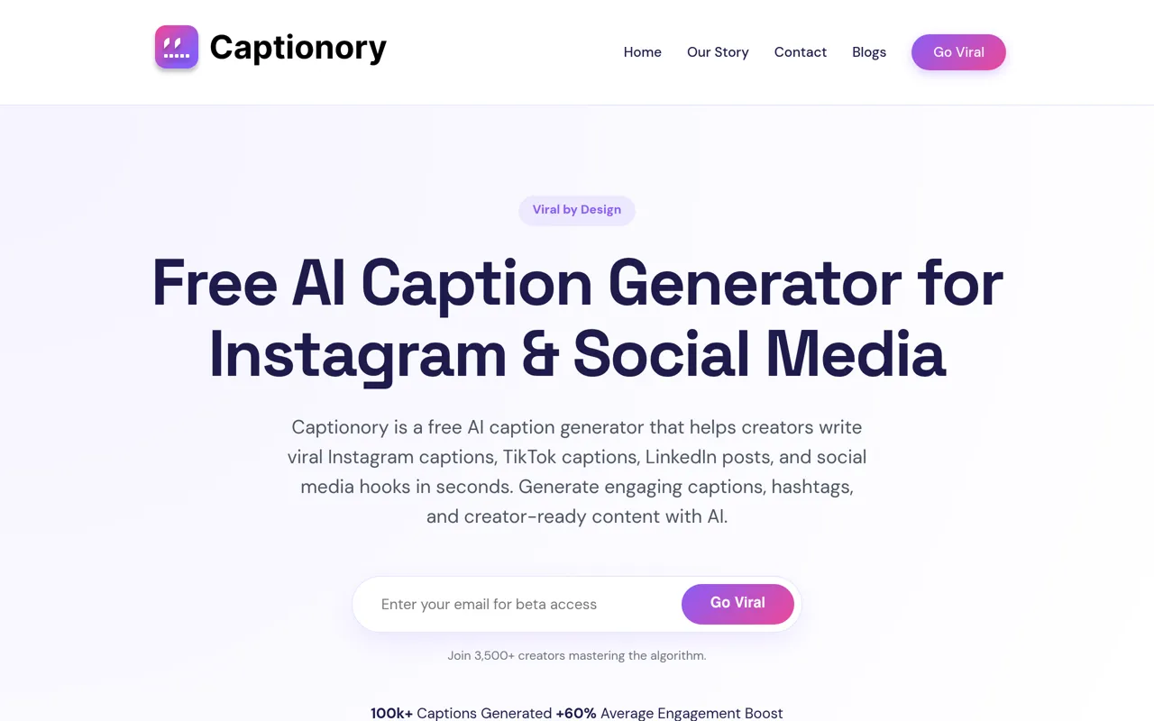 Screenshot of Captionory