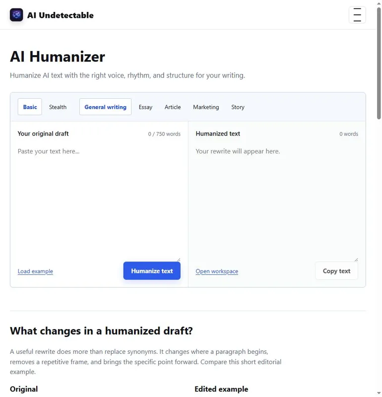 Screenshot of AIUndetectable