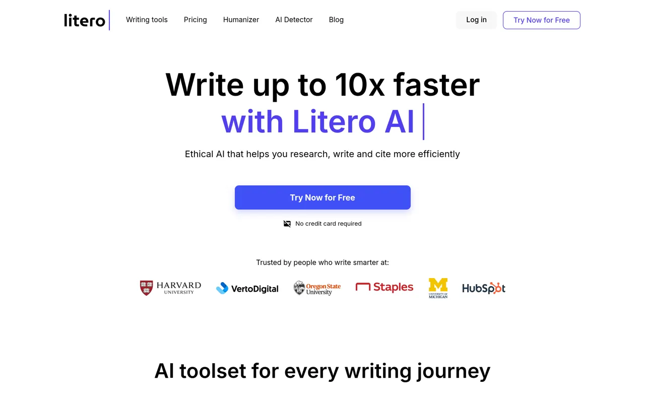 Screenshot of Litero AI