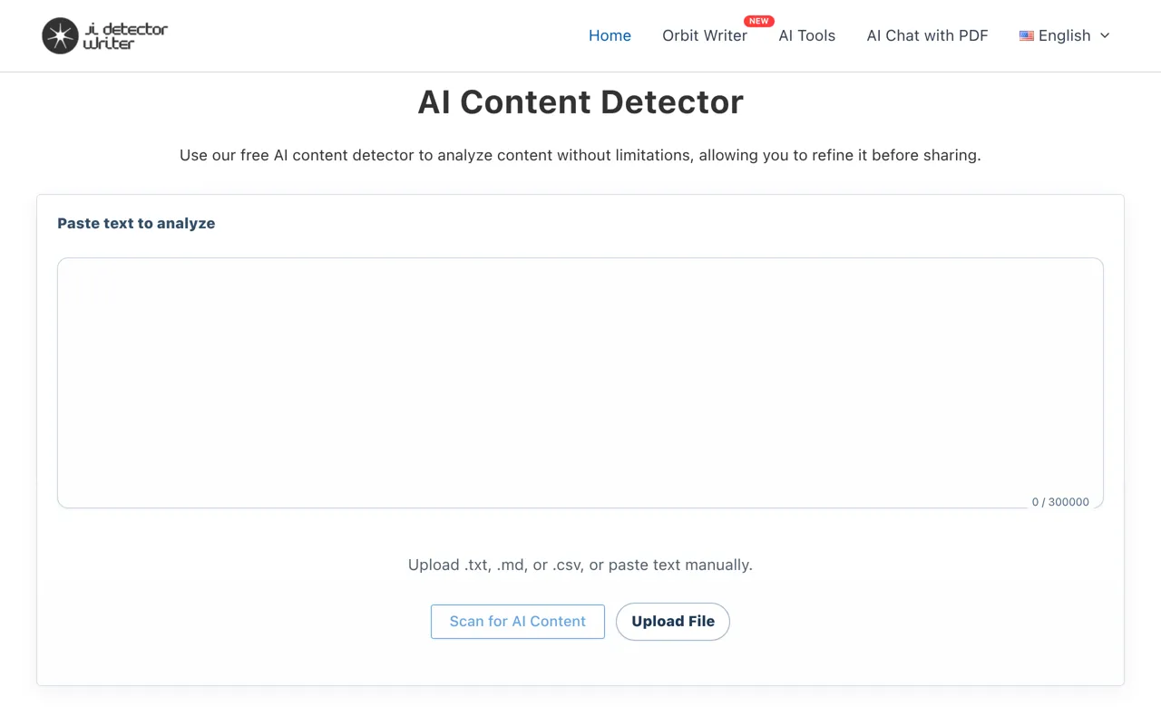 Screenshot of AI Detector Writer