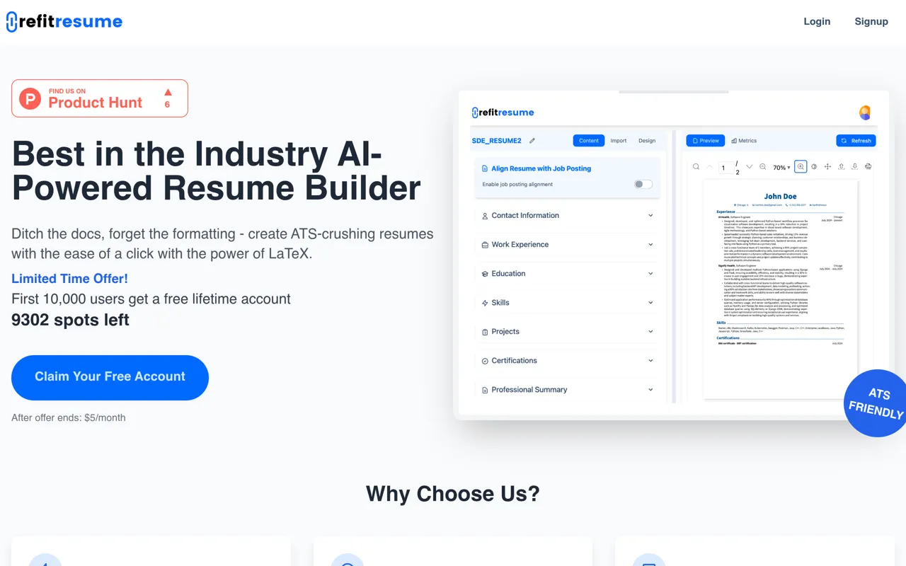 Screenshot of Refit Resume