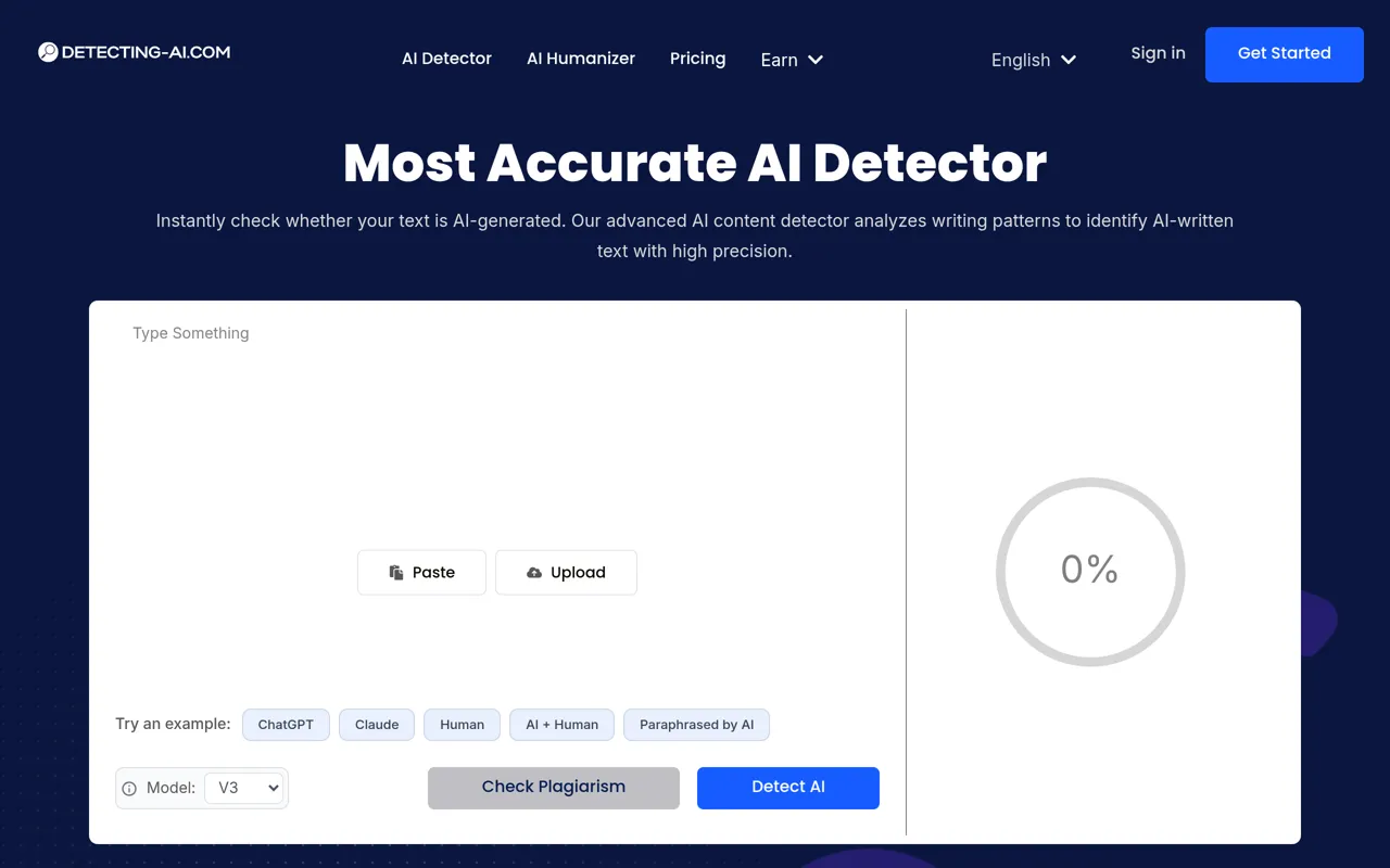 Screenshot of Detecting AI