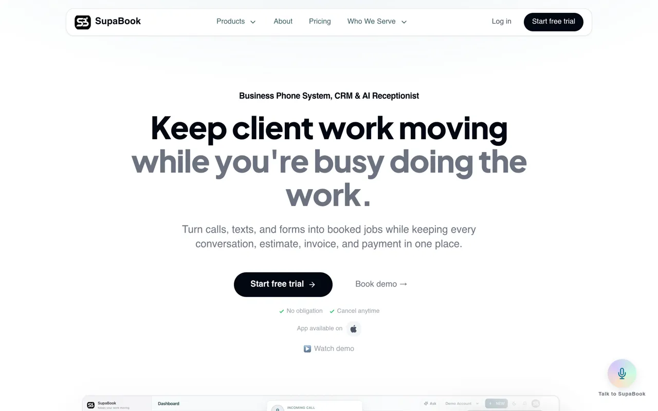 Screenshot of SupaBook