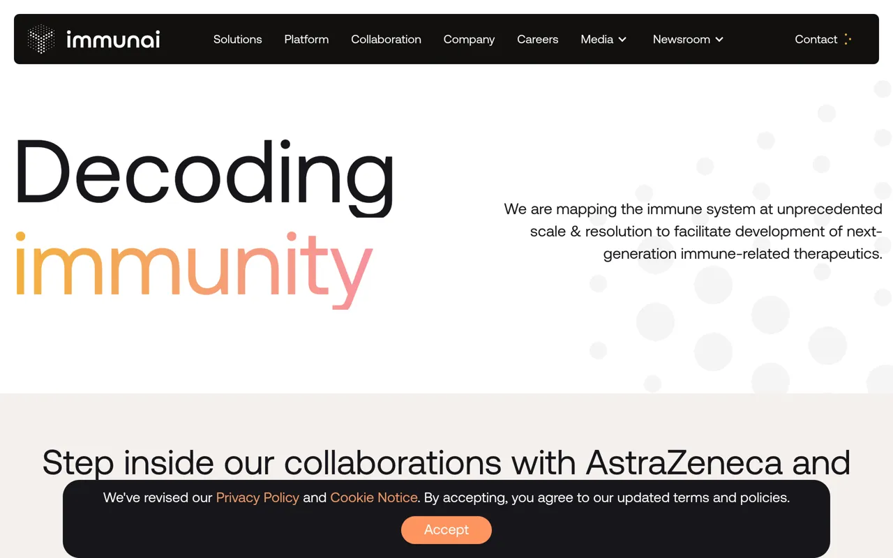Screenshot of Immunai