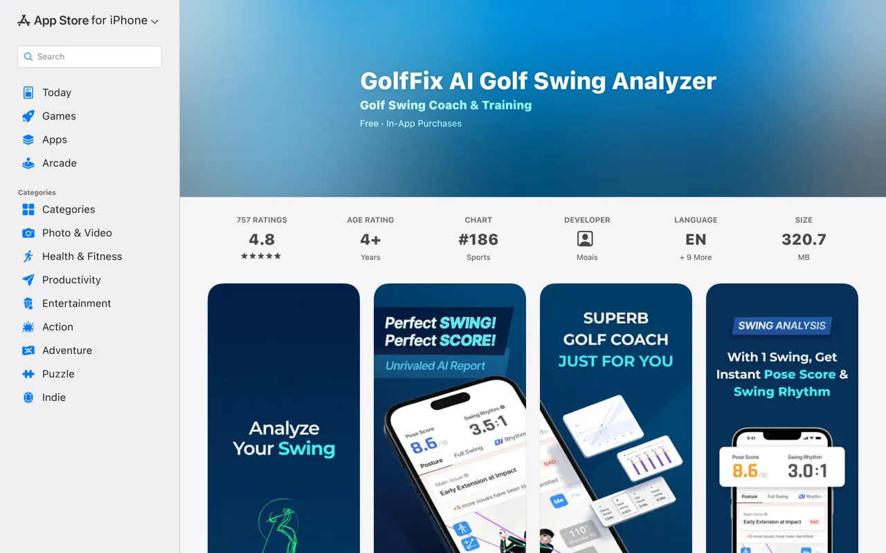 Screenshot of GolfFix AI Golf Swing Analyzer