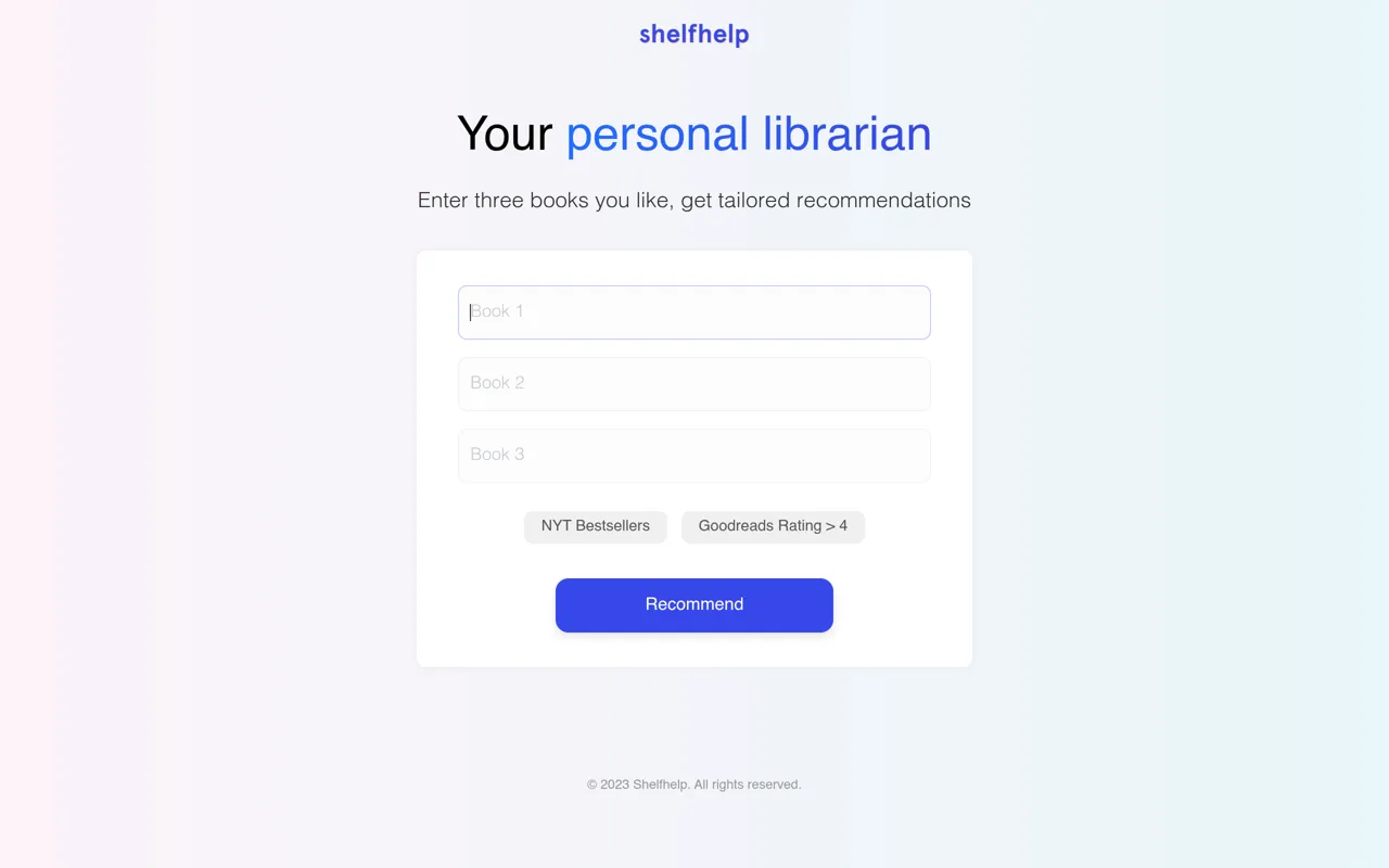Screenshot of Shelfhelp