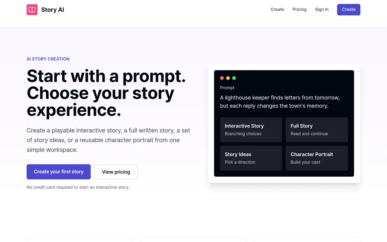Screenshot of Story AI