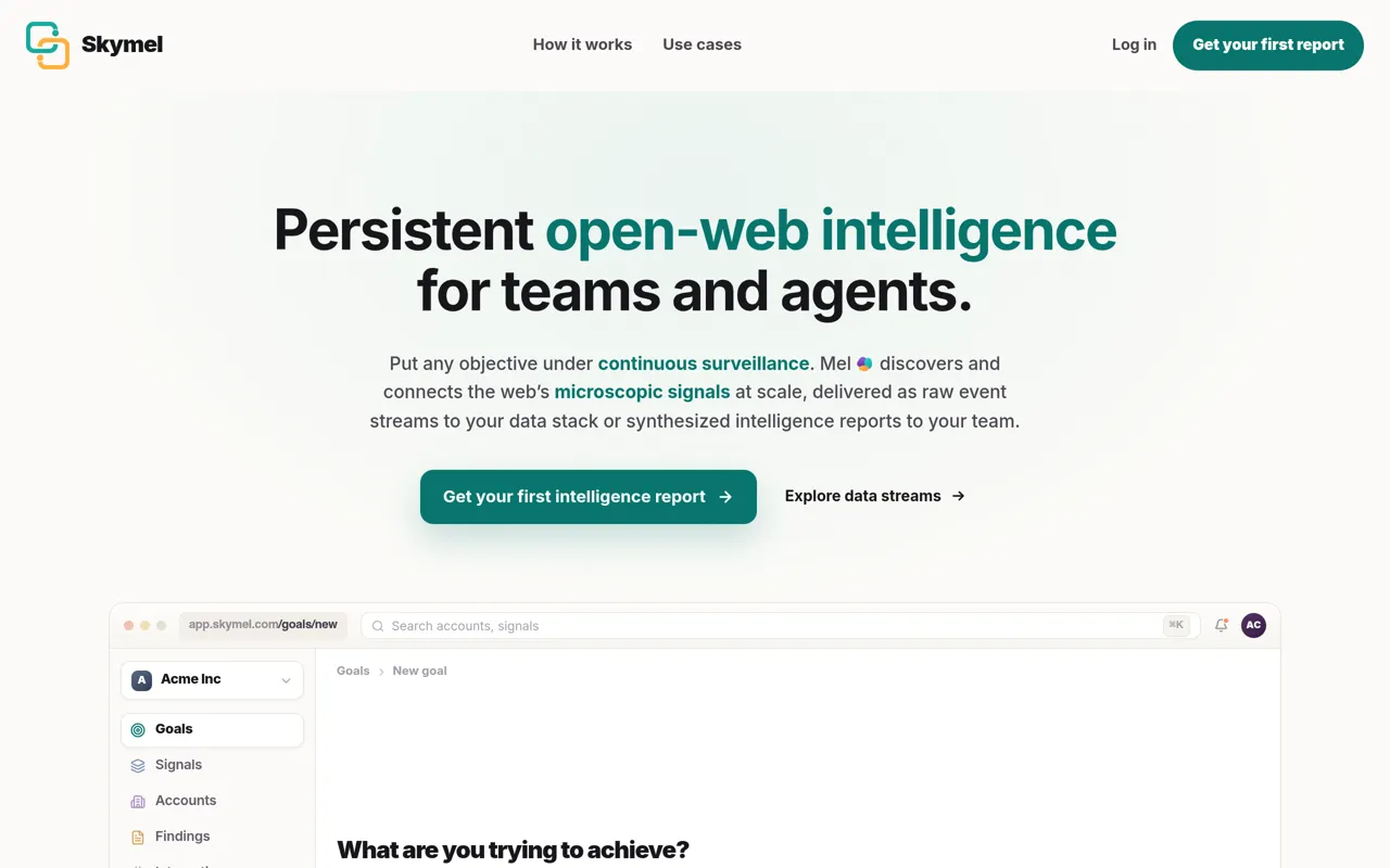 Screenshot of Skymel
