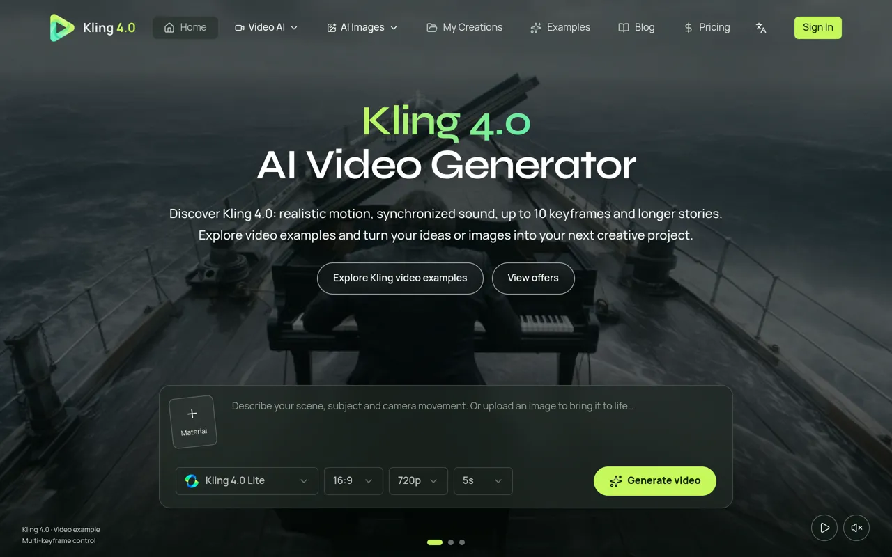 Screenshot of Kling 4.0