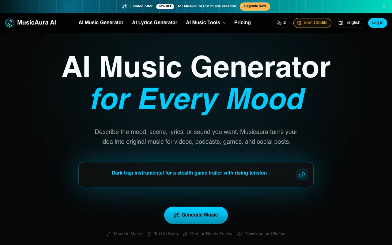 Screenshot of Musicaura