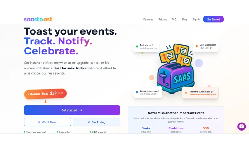 Screenshot of Saastoast