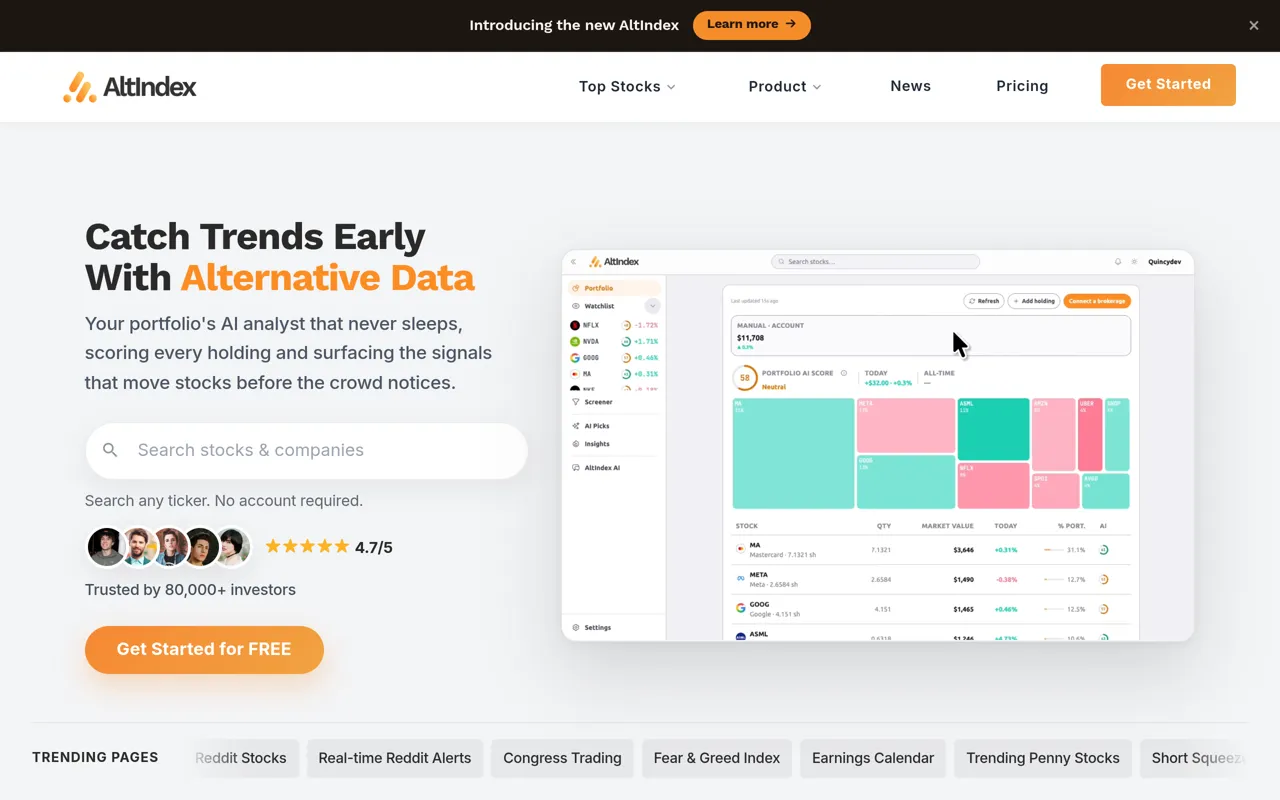Screenshot of AltIndex