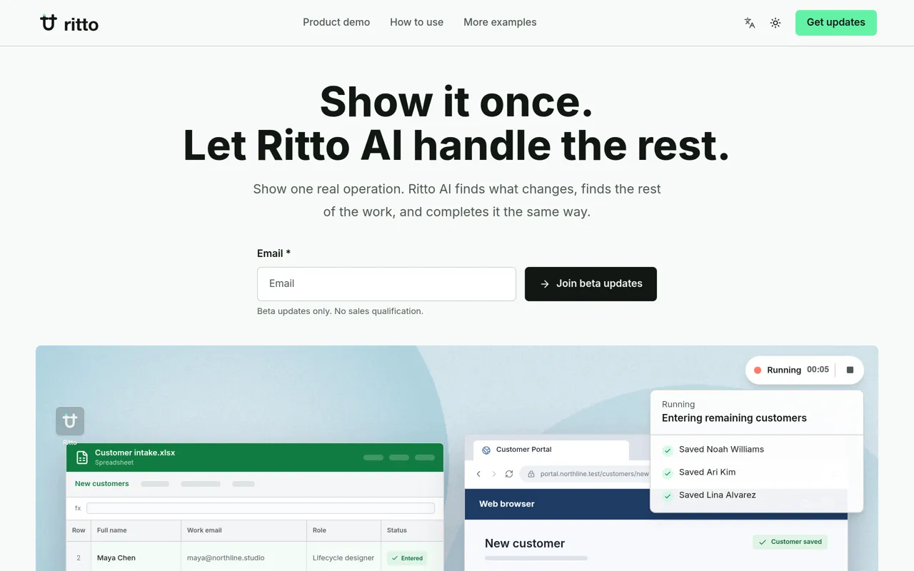Screenshot of Ritto AI