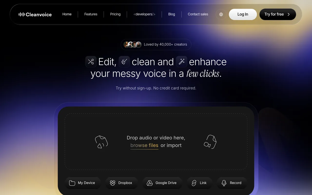 Screenshot of Cleanvoice AI
