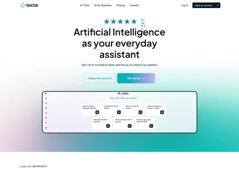Screenshot of Textie.ai