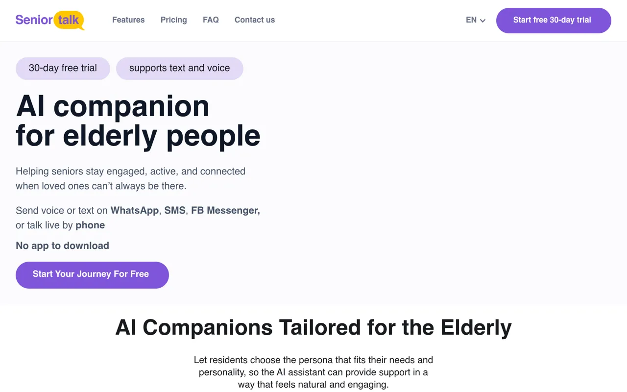 Screenshot of SeniorTalk