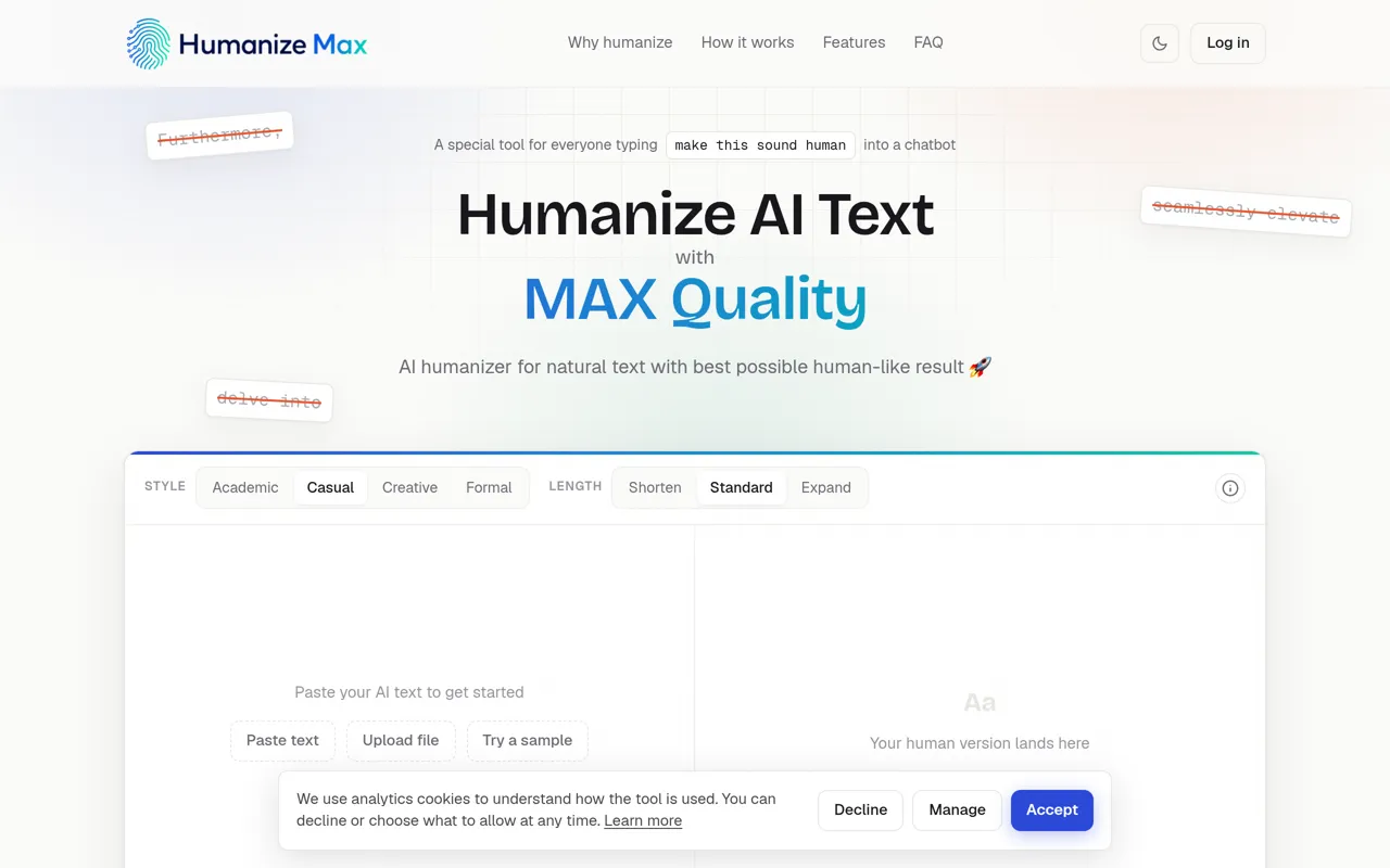 Screenshot of Humanize Max