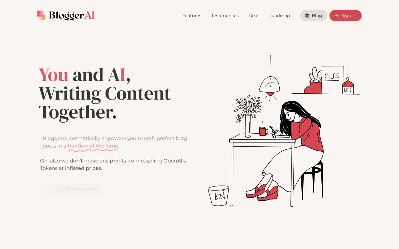 Screenshot of BloggerAI