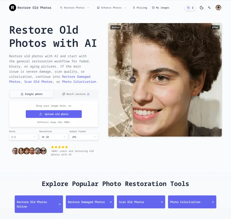 Screenshot of Restore Old Photos