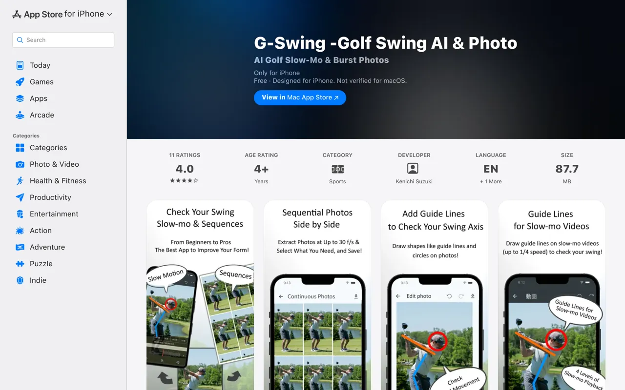Screenshot of G-Swing - Golf Swing AI & Photo