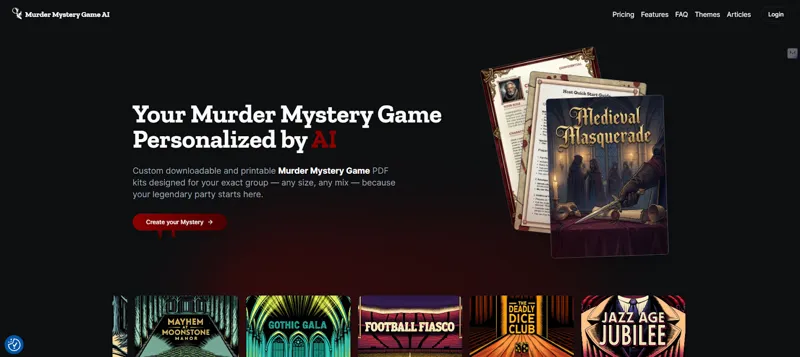 Screenshot of Custom Murder Mystery Party Game