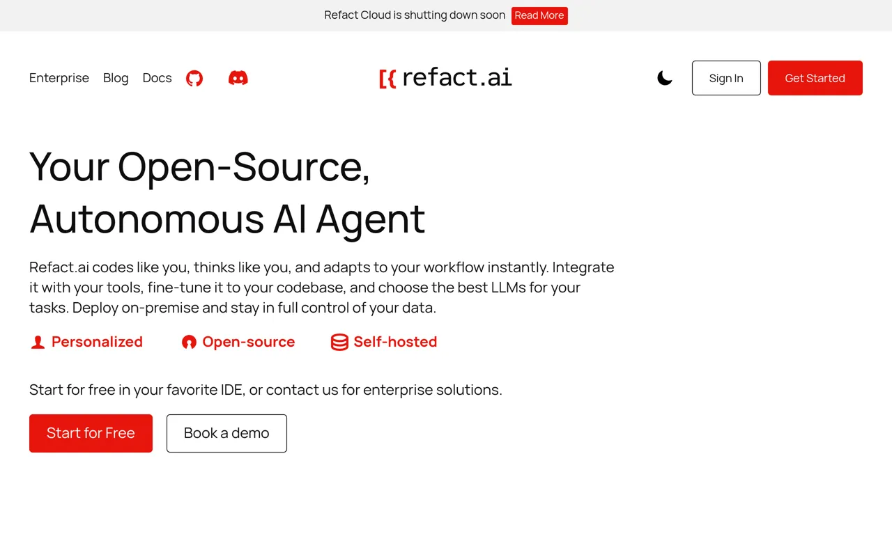 Screenshot of Refact.ai