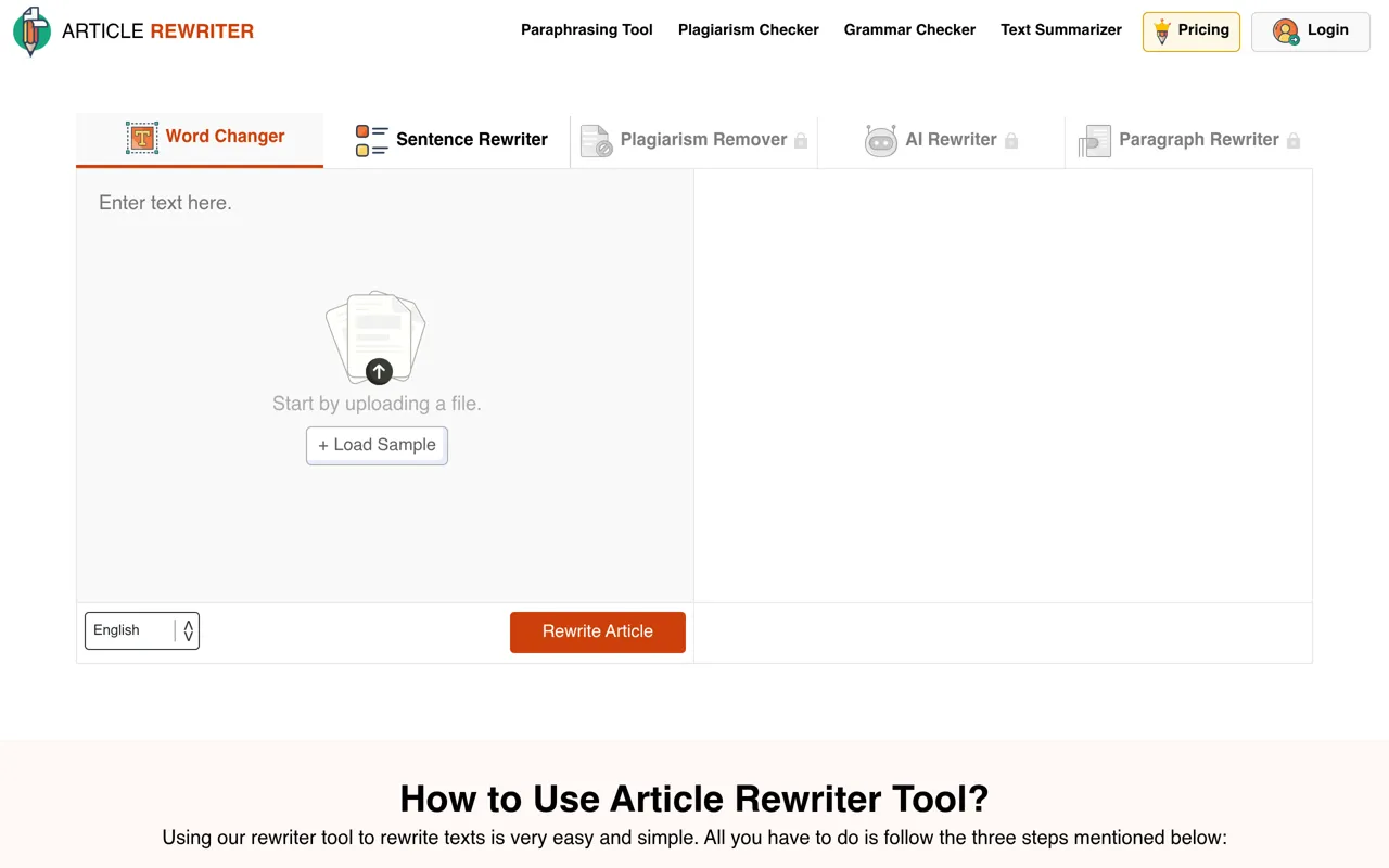 Screenshot of Article Rewriter