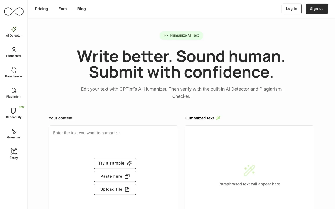 Screenshot of GPTinf
