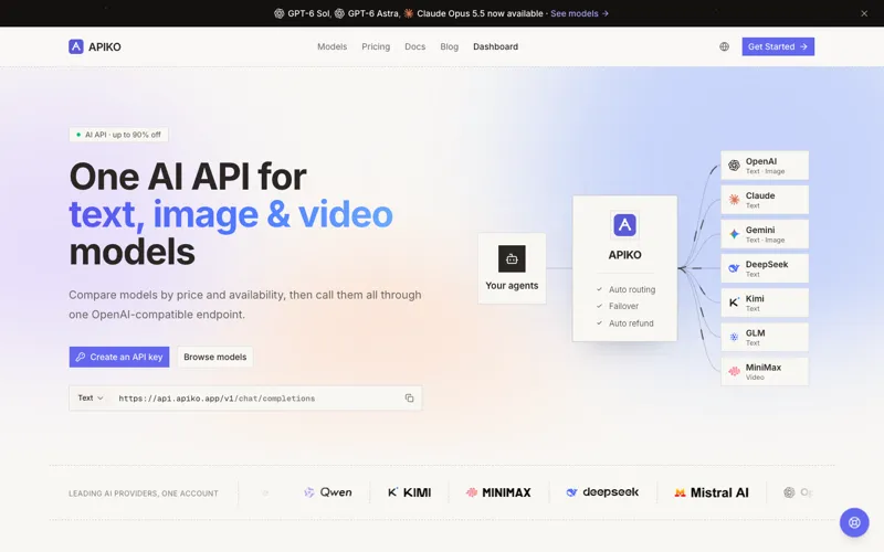 Screenshot of APIKO AI API