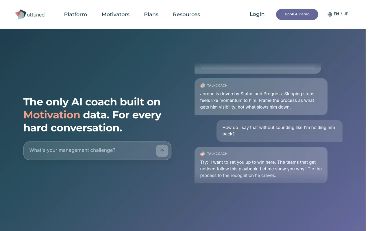 Screenshot of Attuned TalkCoach