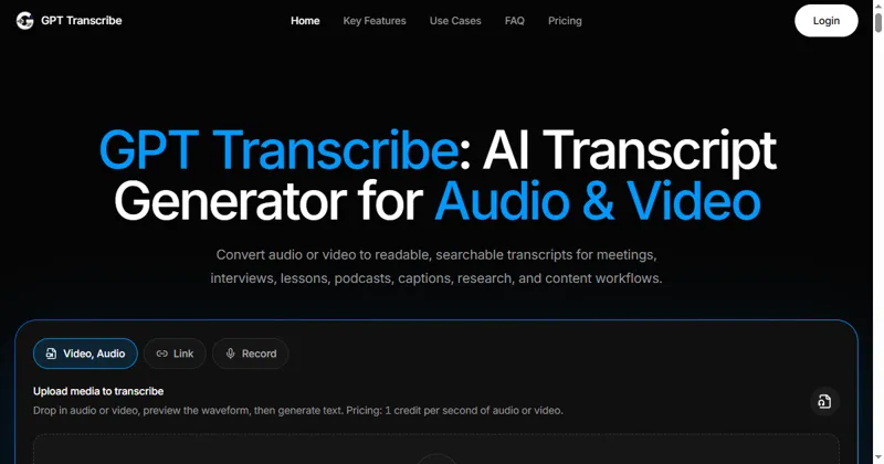 Screenshot of GPT Transcribe