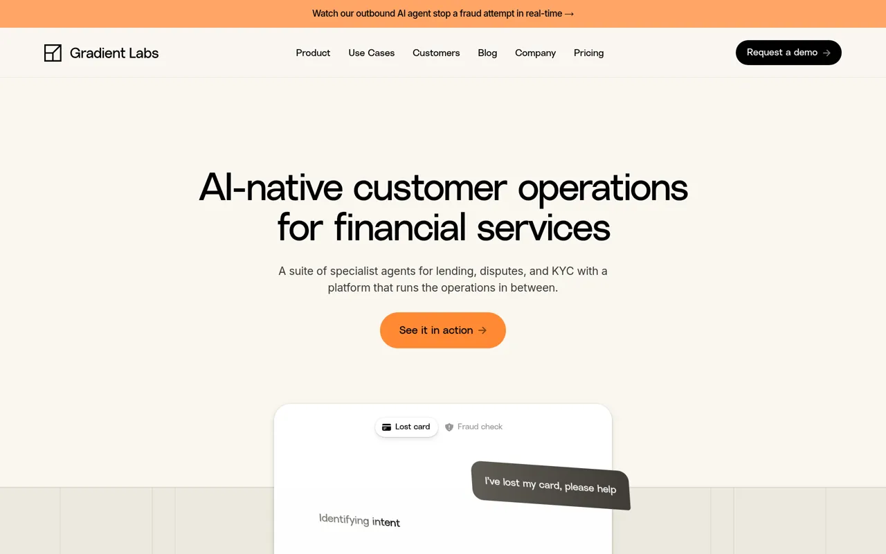 Screenshot of Gradient Labs