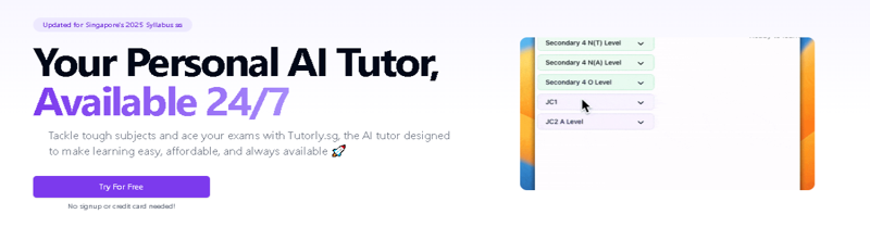 Screenshot of Tutorly.sg