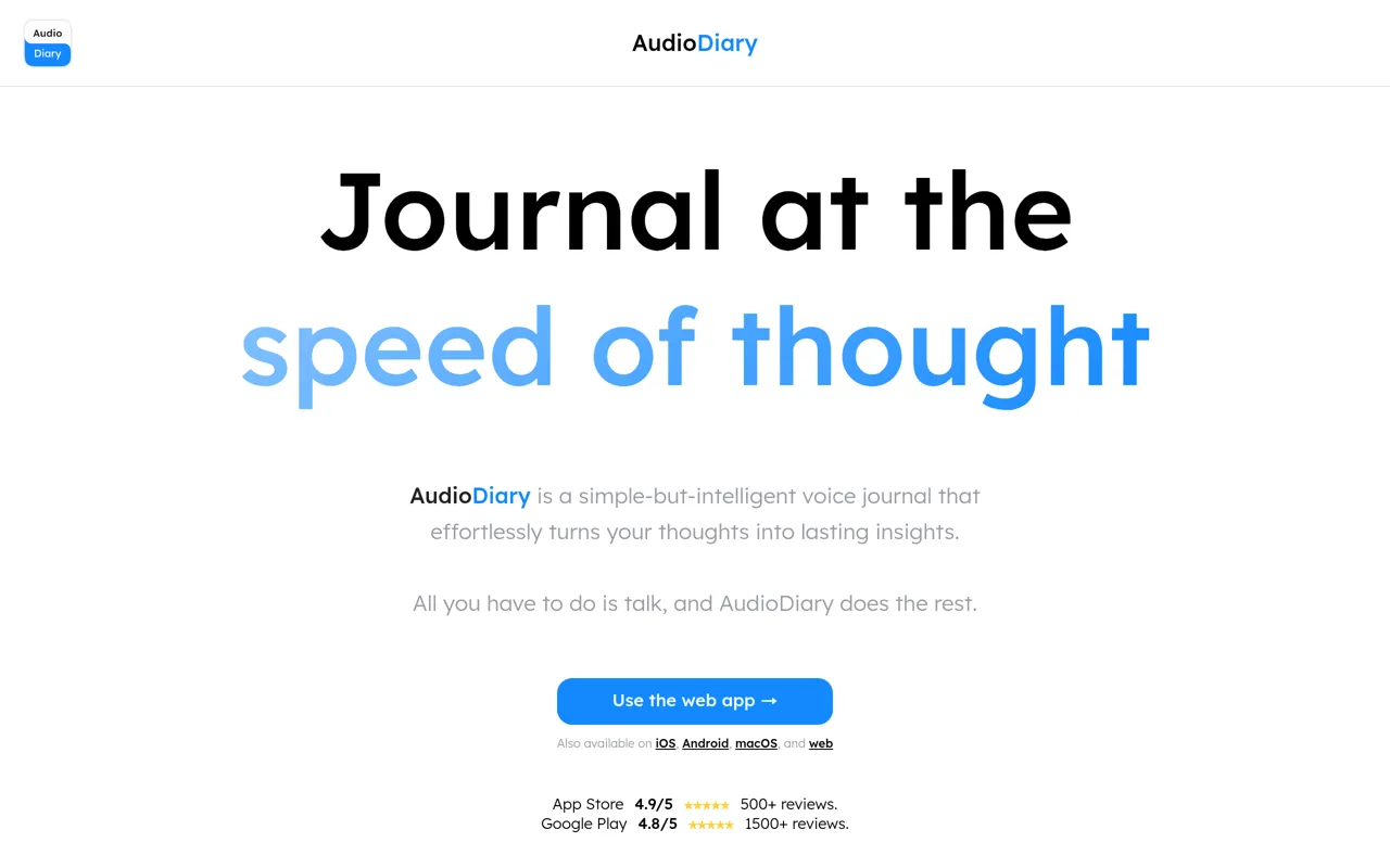 Screenshot of AudioDiary