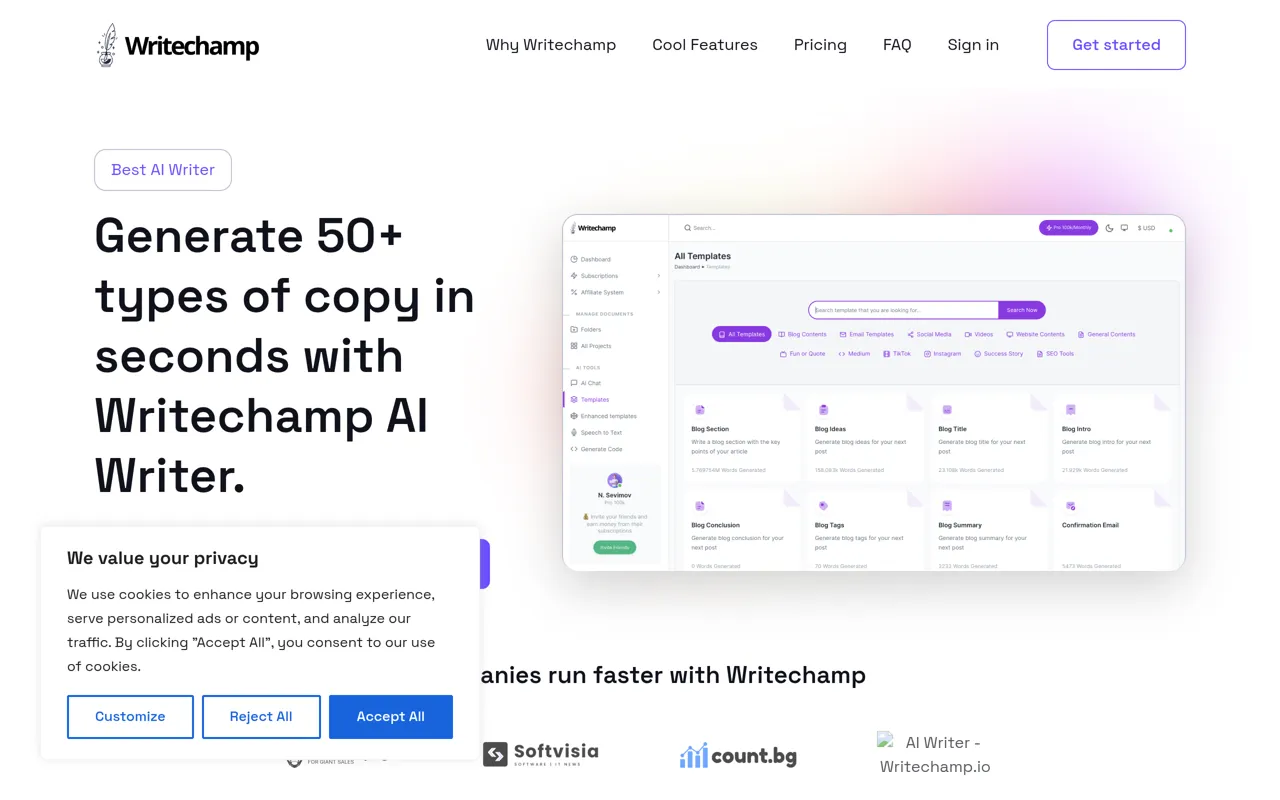 Screenshot of Writechamp