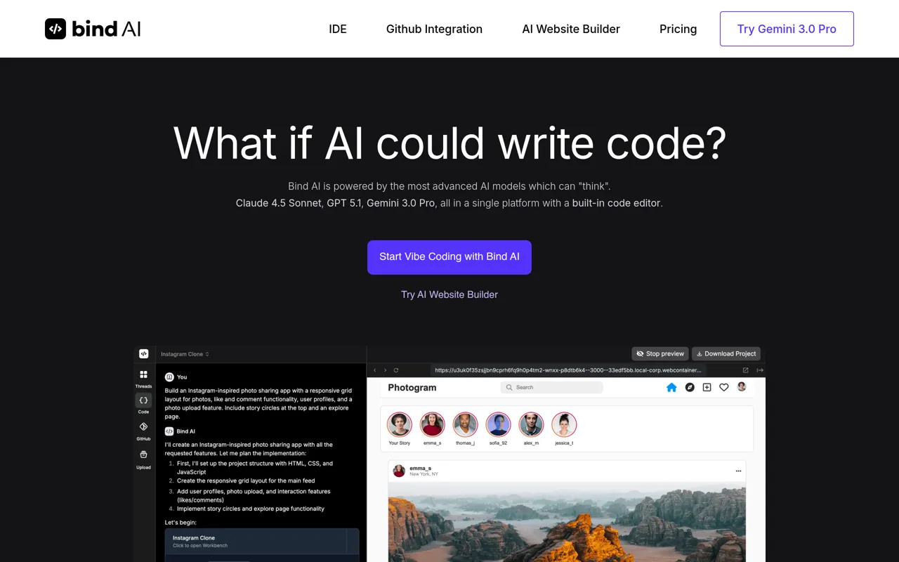 Screenshot of Bind AI IDE