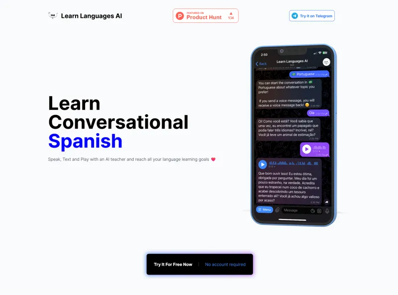 Screenshot of Learn Languages AI