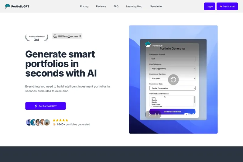 Screenshot of PortfolioGPT