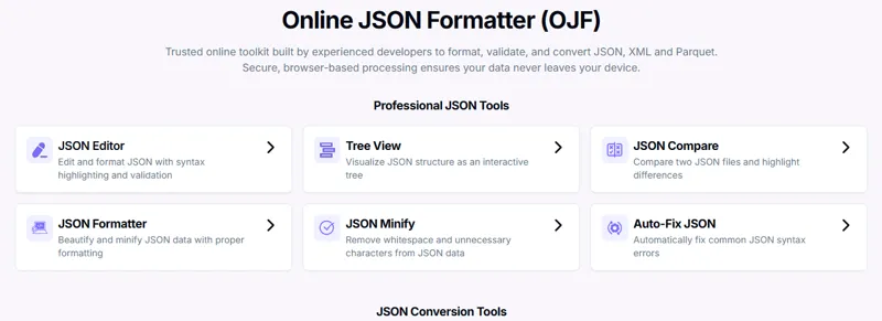 Screenshot of onlinejson formatt